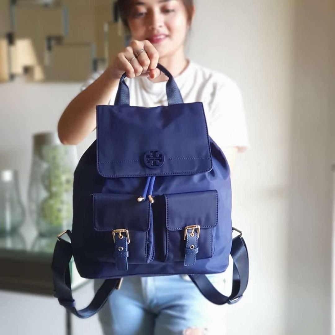 Tory Burch Quinn Nylon Backpack Blue Women s Fashion Bags