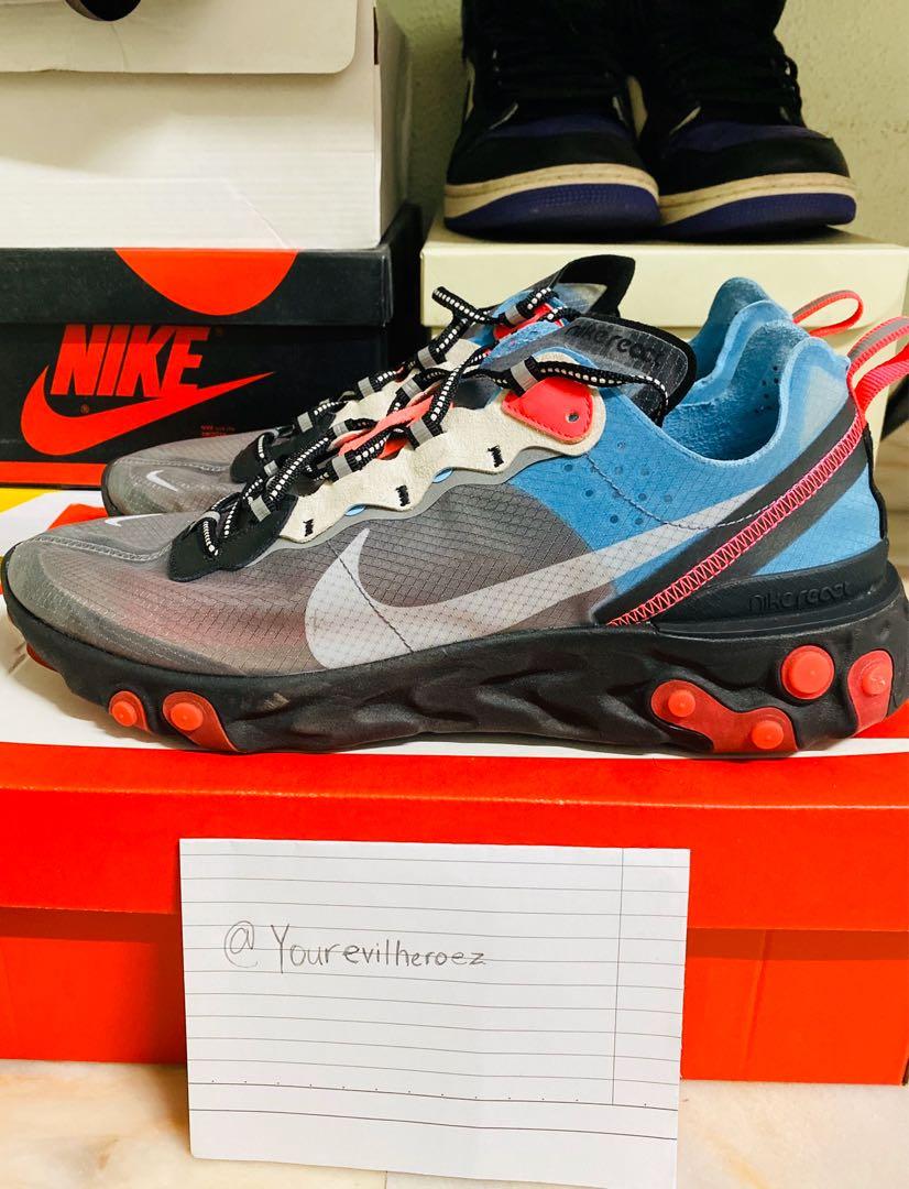 nike react element 87 solar red on feet