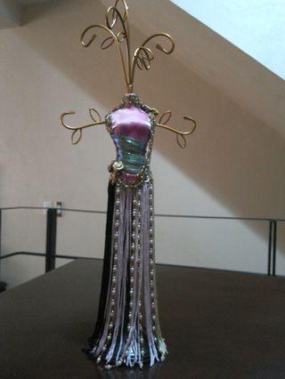 Mannequin Jewelry Holder Stand Shimmery Pink with Beads