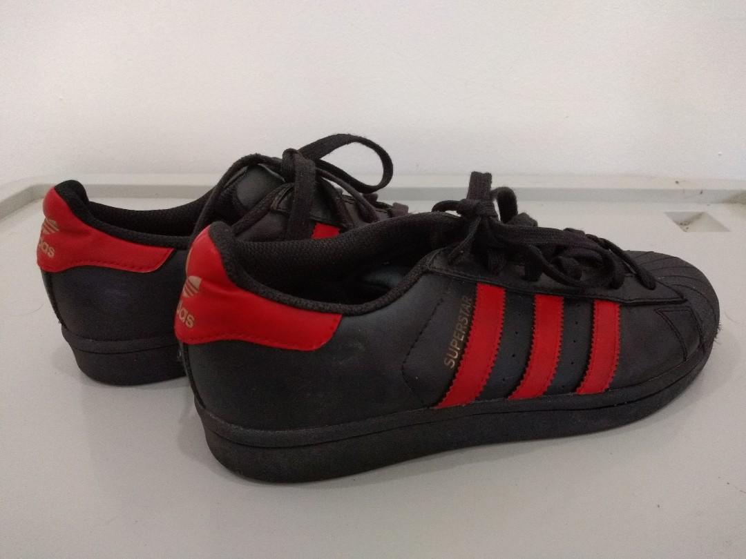 Adidas superstar red and black shop stripe