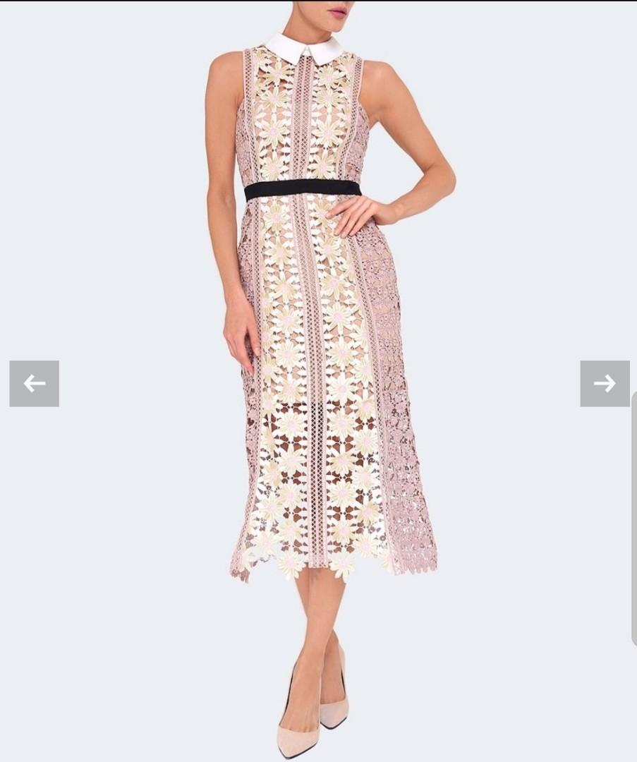 Authentic Self Portrait 3d Floral Panel Lace Midi Dress Pink Nude Women S Fashion Clothes Dresses Skirts On Carousell