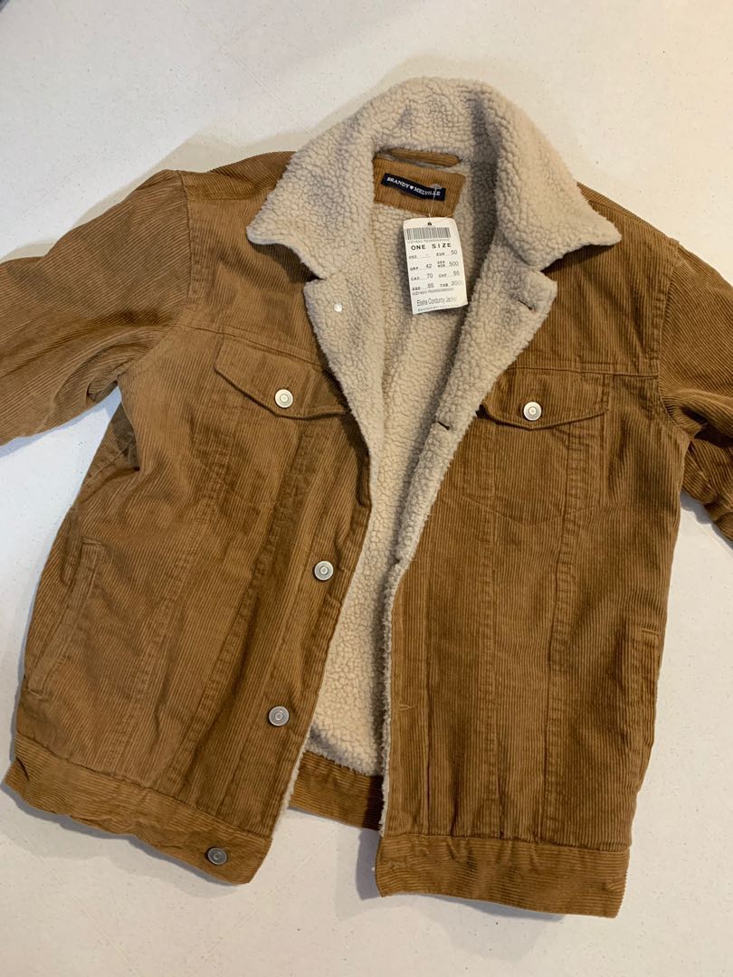 brandy melville elisha fur corduroy jacket