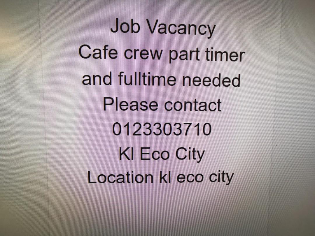 Cafe Crew Jobs Part Time Hospitality F B On Carousell