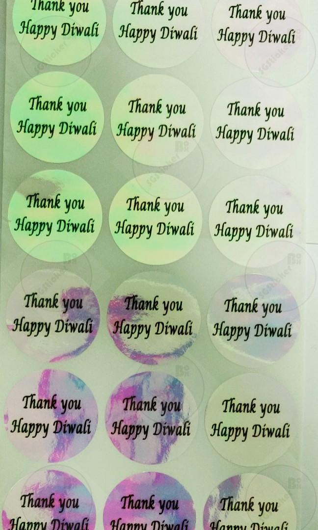Circle Round 3cm Holographic Pink Stickers Happy Diwali Deepavali Books Stationery Stationery On Carousell