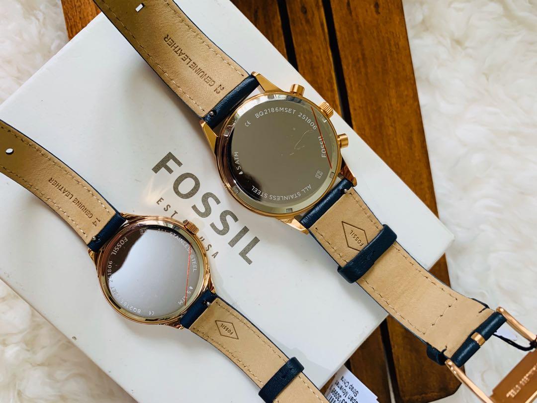 Fossil townsman multifunction navy leather watch sale