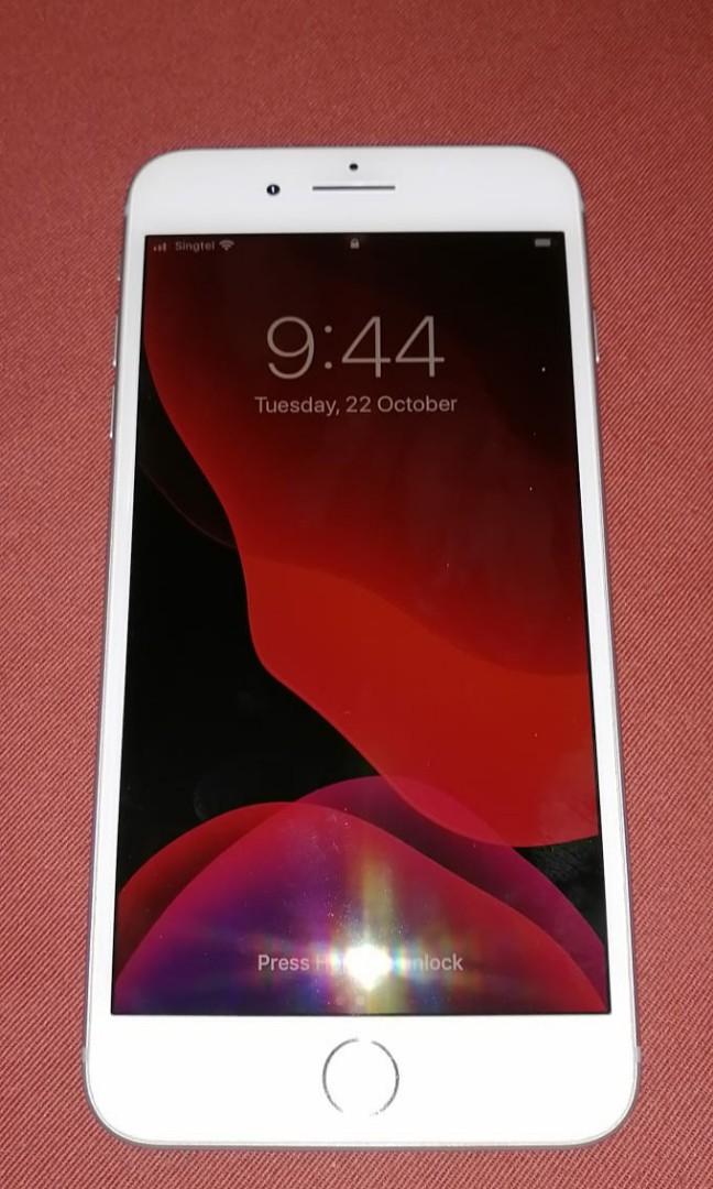 iPhone 8Plus (Category: iPhone X Series) located in Singapore. Submitted by eyecatcher (Listing ID 258195730, Image 2). Description: iPhone 8plus Silver, no scratch, with charger, cable. Earphone optional due to hygiene purposes. Selling due to phone upgrade. Fast deal for $500..