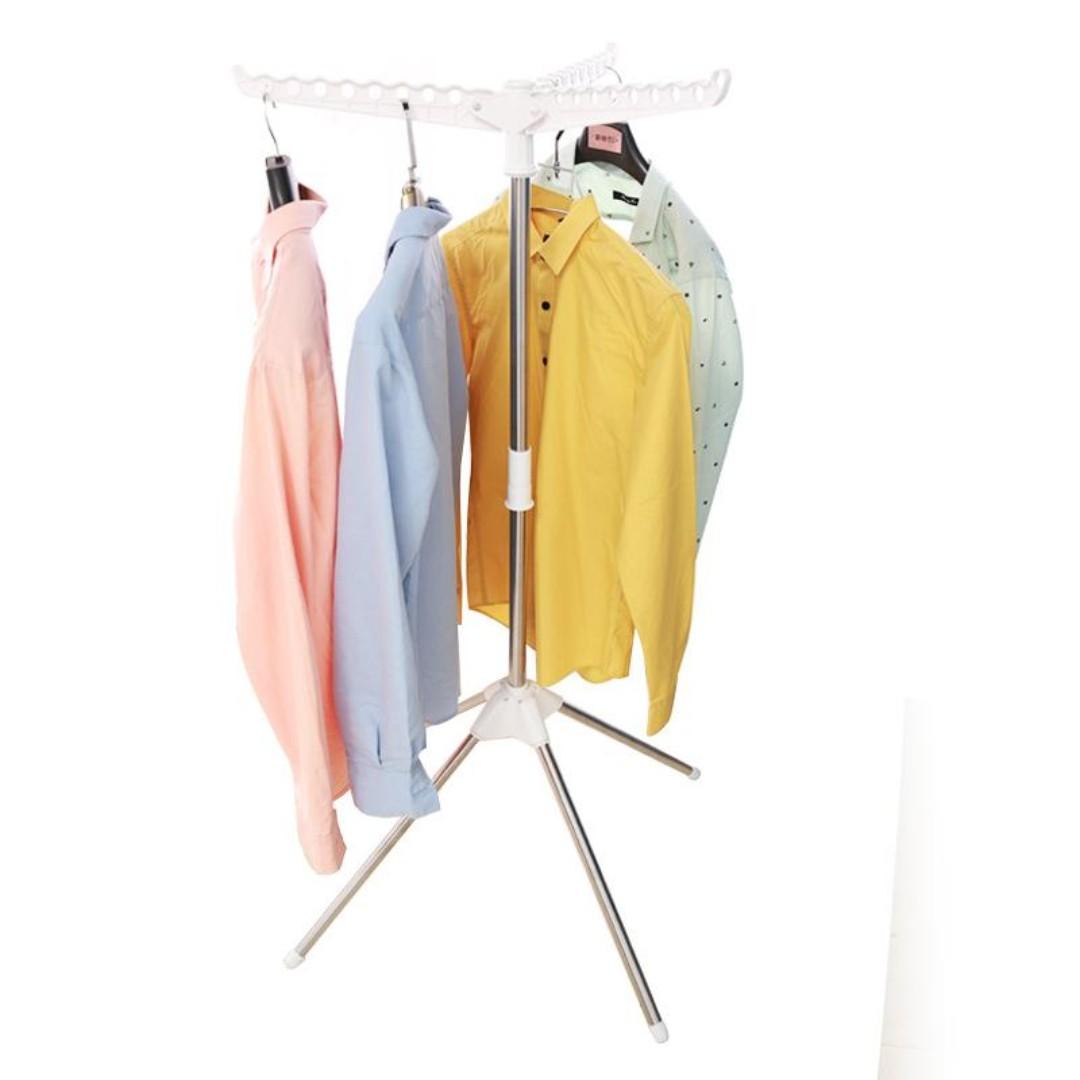 White Garment Rack,Portable Foldable 360 Rotation Heavy Duty Cloth Rack