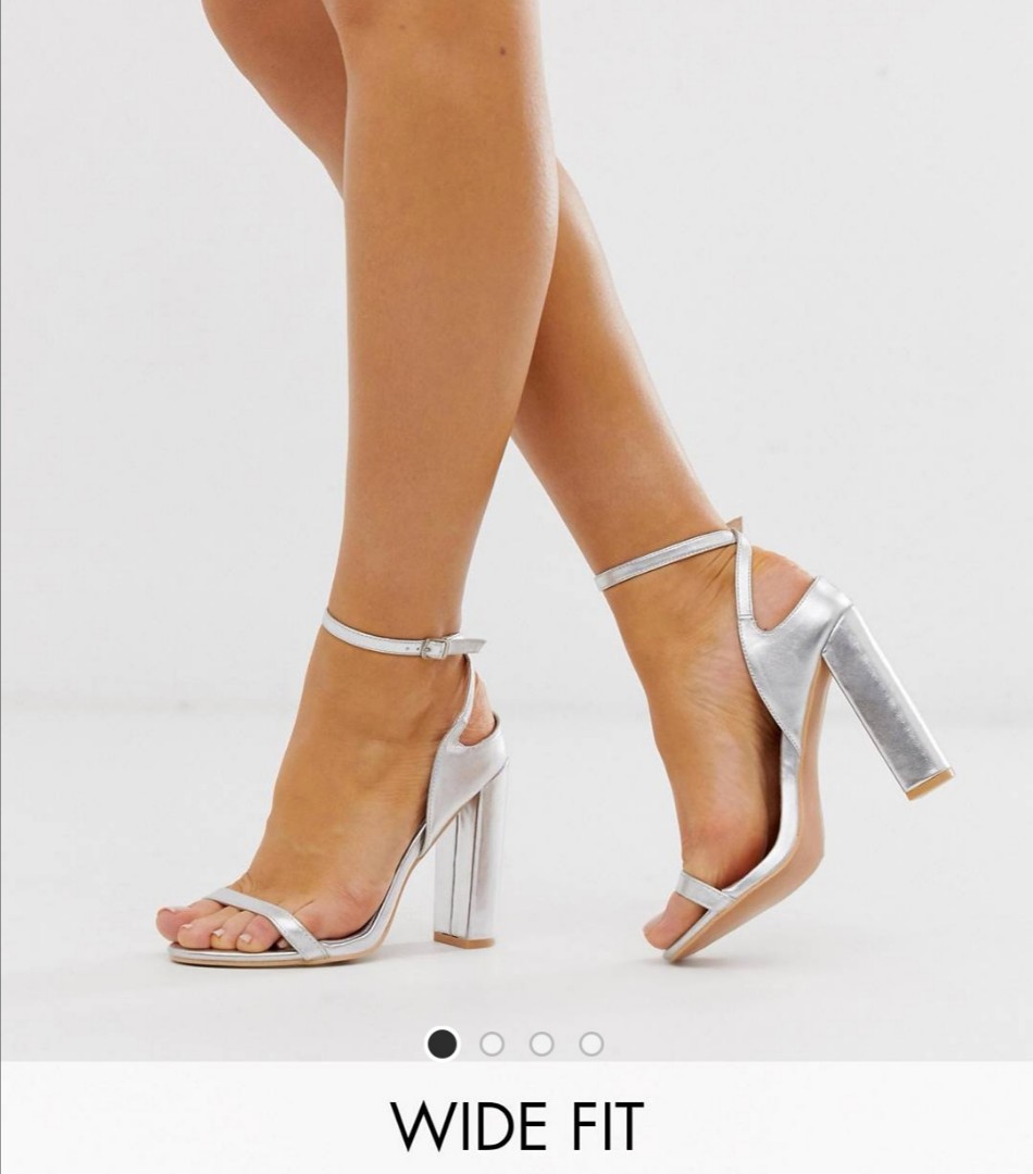 silver strap high heels