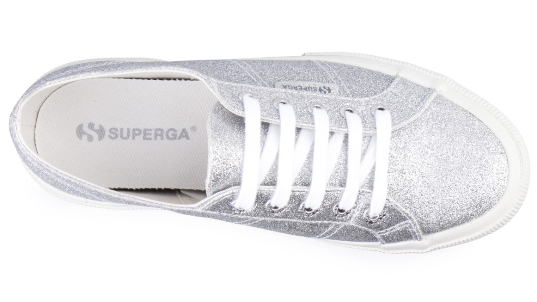 silver superga flatforms