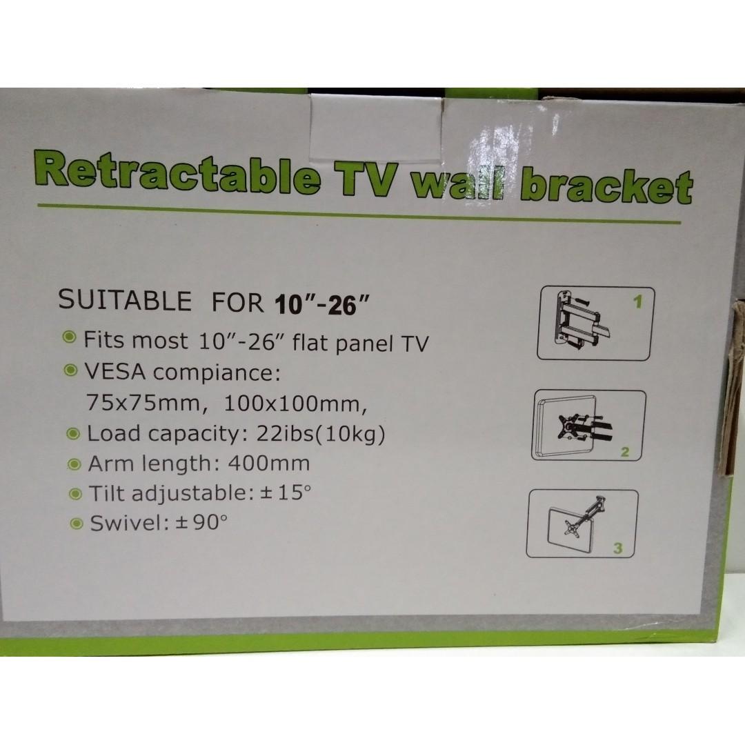 Wallmount bracket LED/LCD 10-26inches tilt swivel (Category: Home Improvement Tools & Accessories) located in Manila. Submitted by ishop.ishop (Listing ID 258181643, Image 3). Description: Wallmount bracket for 10-26 inches LCD/LED TV Fits for most HDTV, LED TV and Plasma TV. Load capacity 10kg..