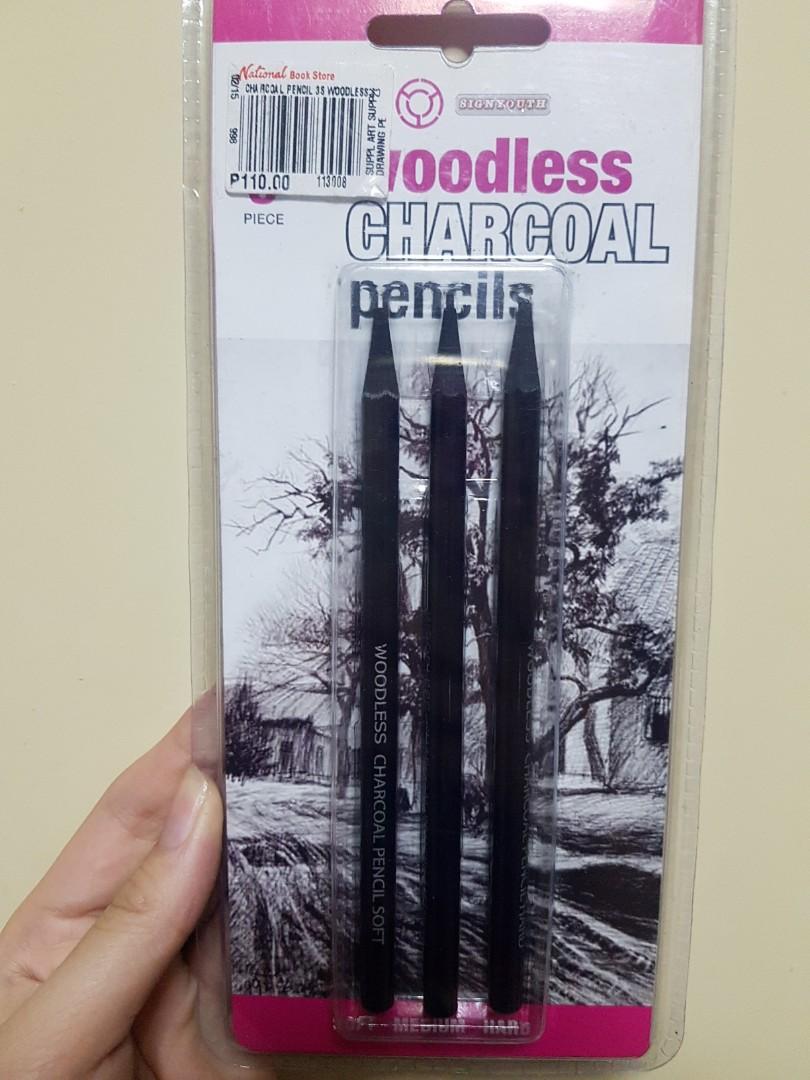 Woodless Charcoal Pencils 3 Pcs Design Craft Artwork On Carousell