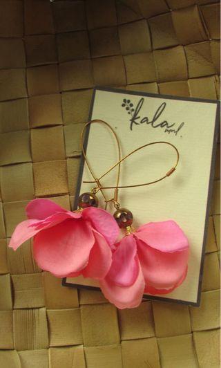 Pink Flower drop earrings