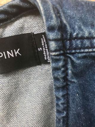 Mink pink denim playsuit size s