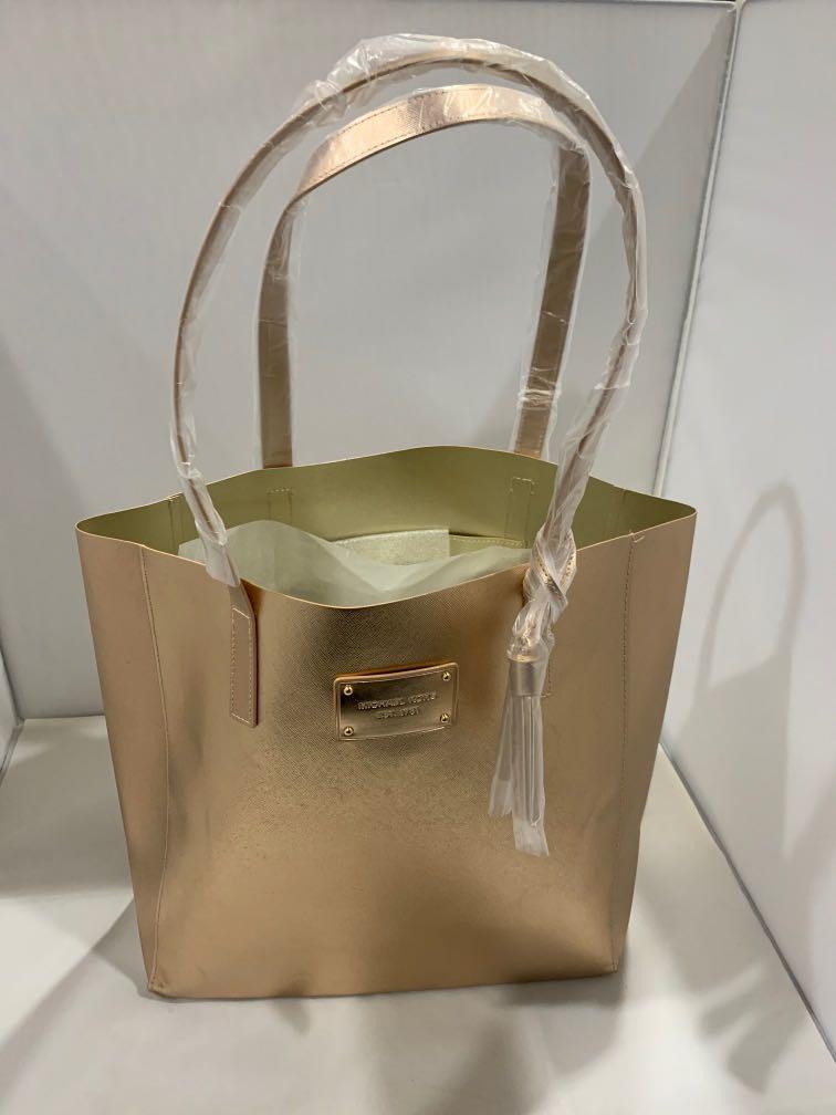 michael kors rose gold tote bag