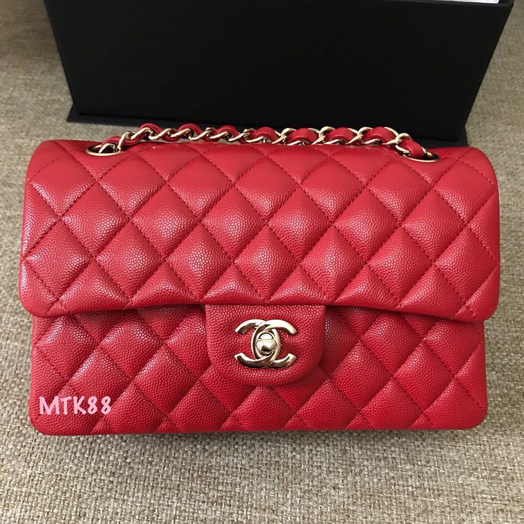 CHANEL 19B Classic small red caviar, Luxury, Bags & Wallets on Carousell