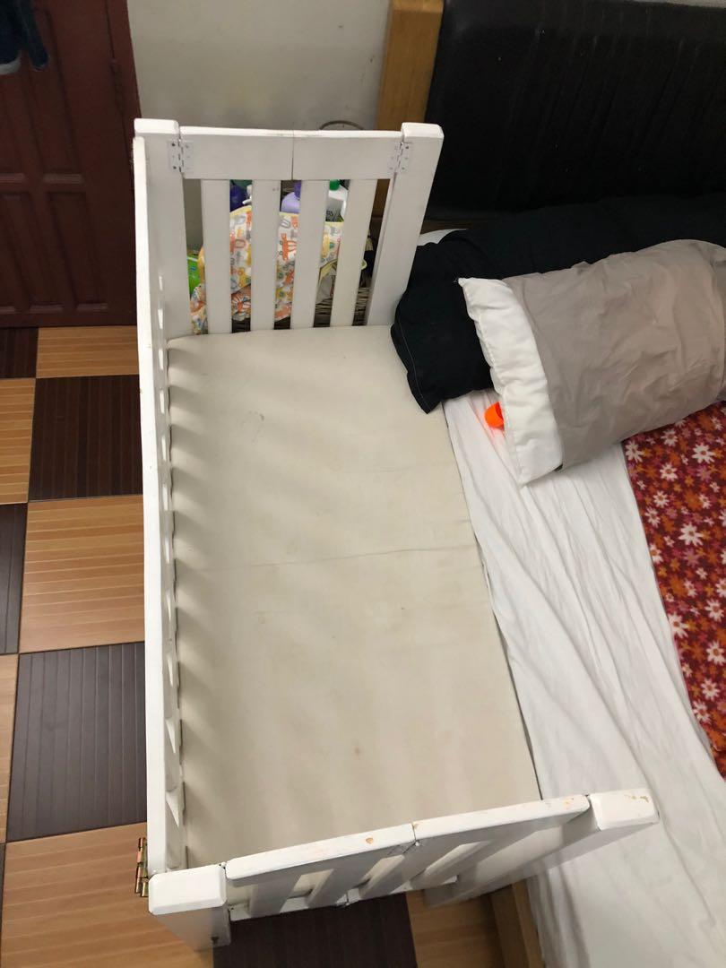 Co sleeper Crib (Category: Cots & Cribs) located in Binan City. Submitted by adressmnl (Listing ID 258248919, Image 3). Description: Custom made co sleeper crib With custom made URATEX mattress and cover Collapsible Has open storage at the bottom Side barriers can be folded down Height can be adjusted depending on the bed With dents & scratches Custom price 7,000 + 1000 uratex mattress & cover Selling price P4,500 crib +500 with matress. P5000 Co