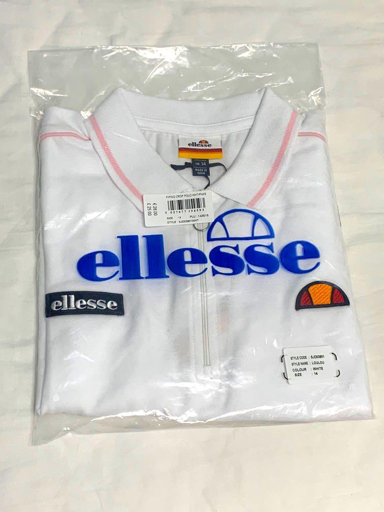ellesse piping crop polo shirt