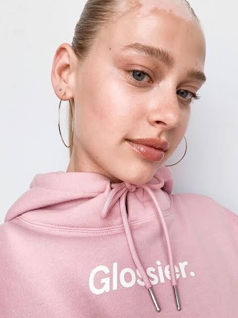 glossier hoodie pink
