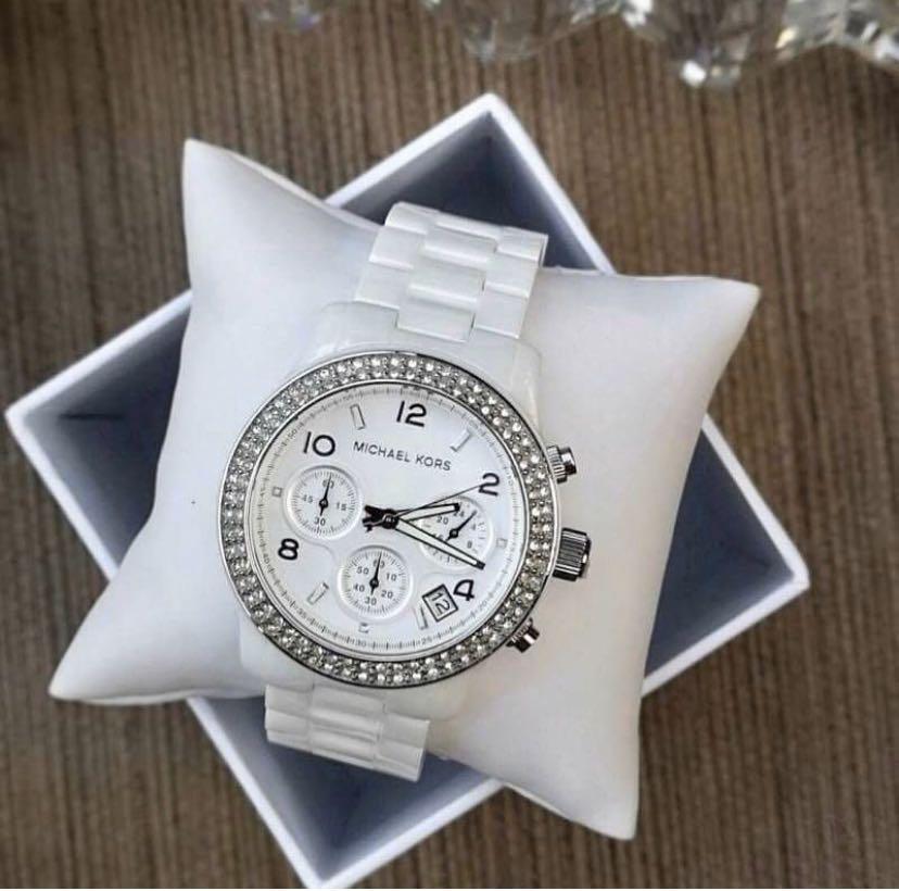 mk white ceramic watch