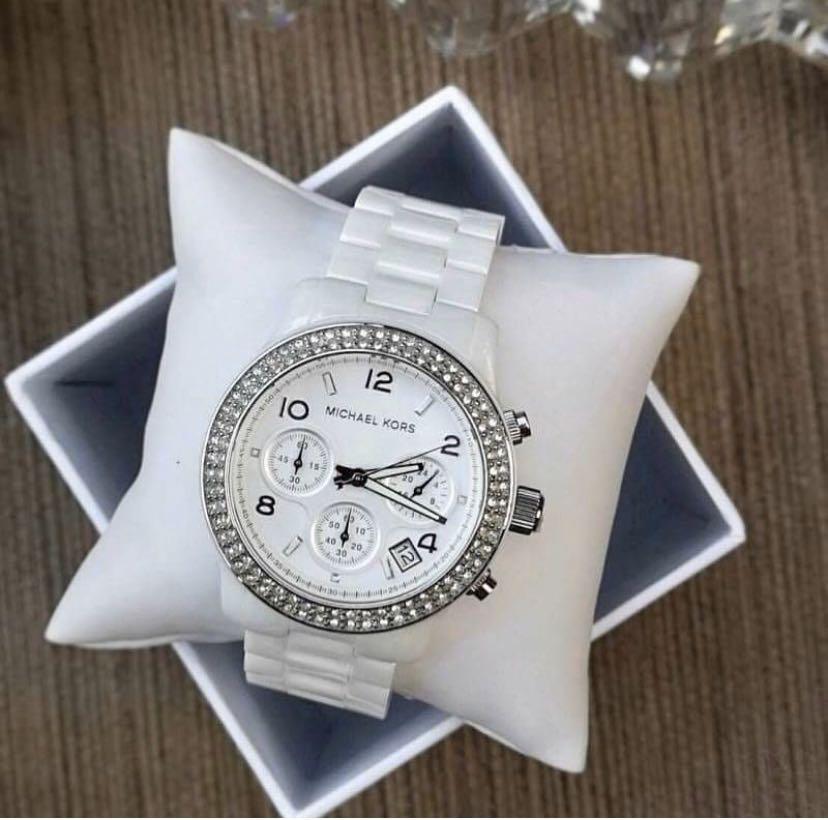 Michael Kors White Ceramic Link Bracelet Chronograph Watch MK5188, Women's  Fashion, Watches & Accessories, Watches on Carousell