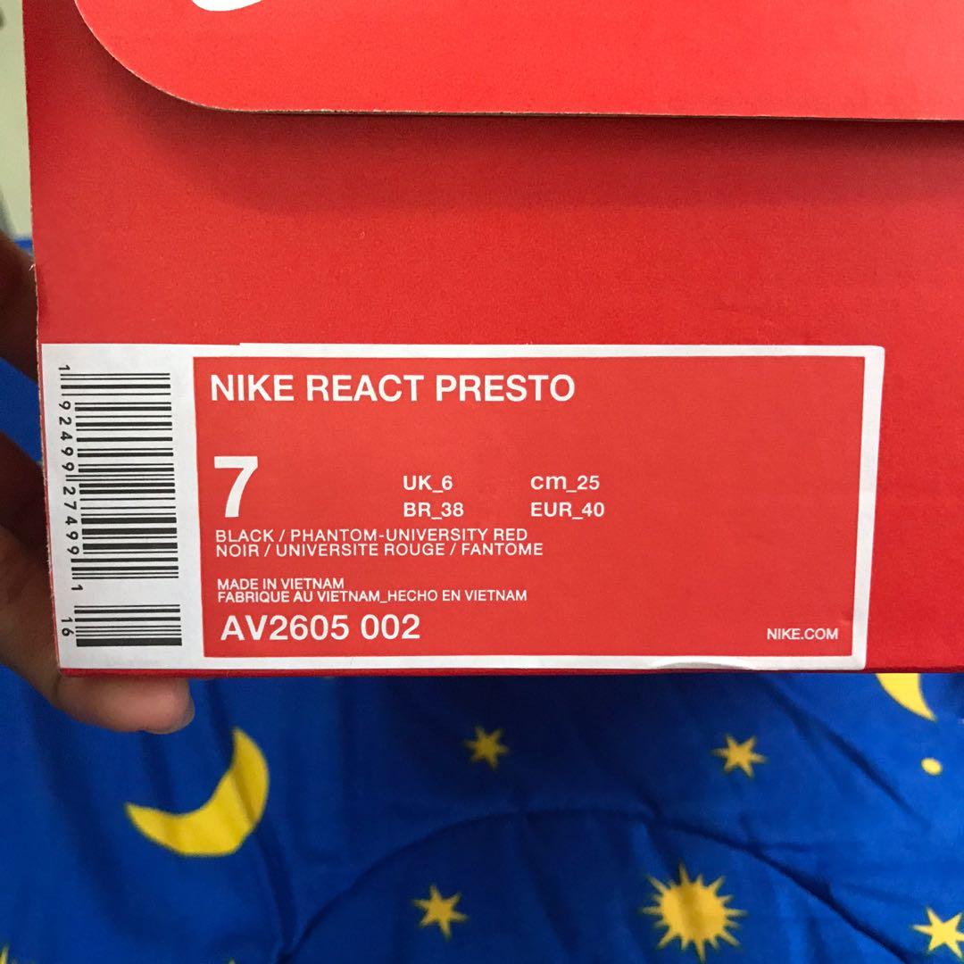 react presto black phantom red uk