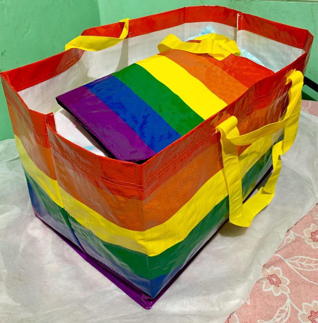 Eco bag / sako bag Rainbow design by Ikea, Home & Furniture, Home Tools and Accessories on Carousell