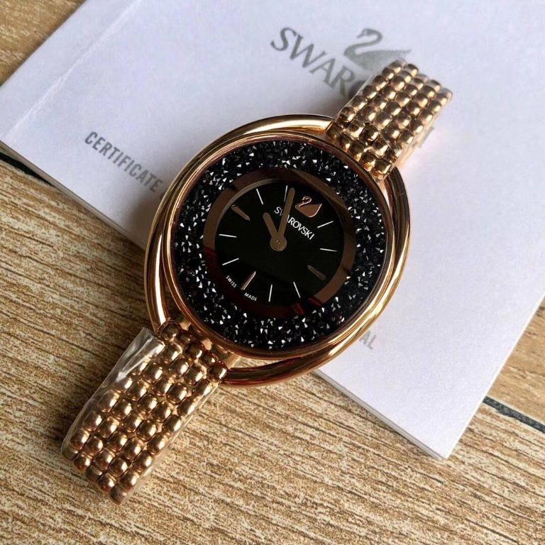 Swarovski crystalline oval deals watch rose gold