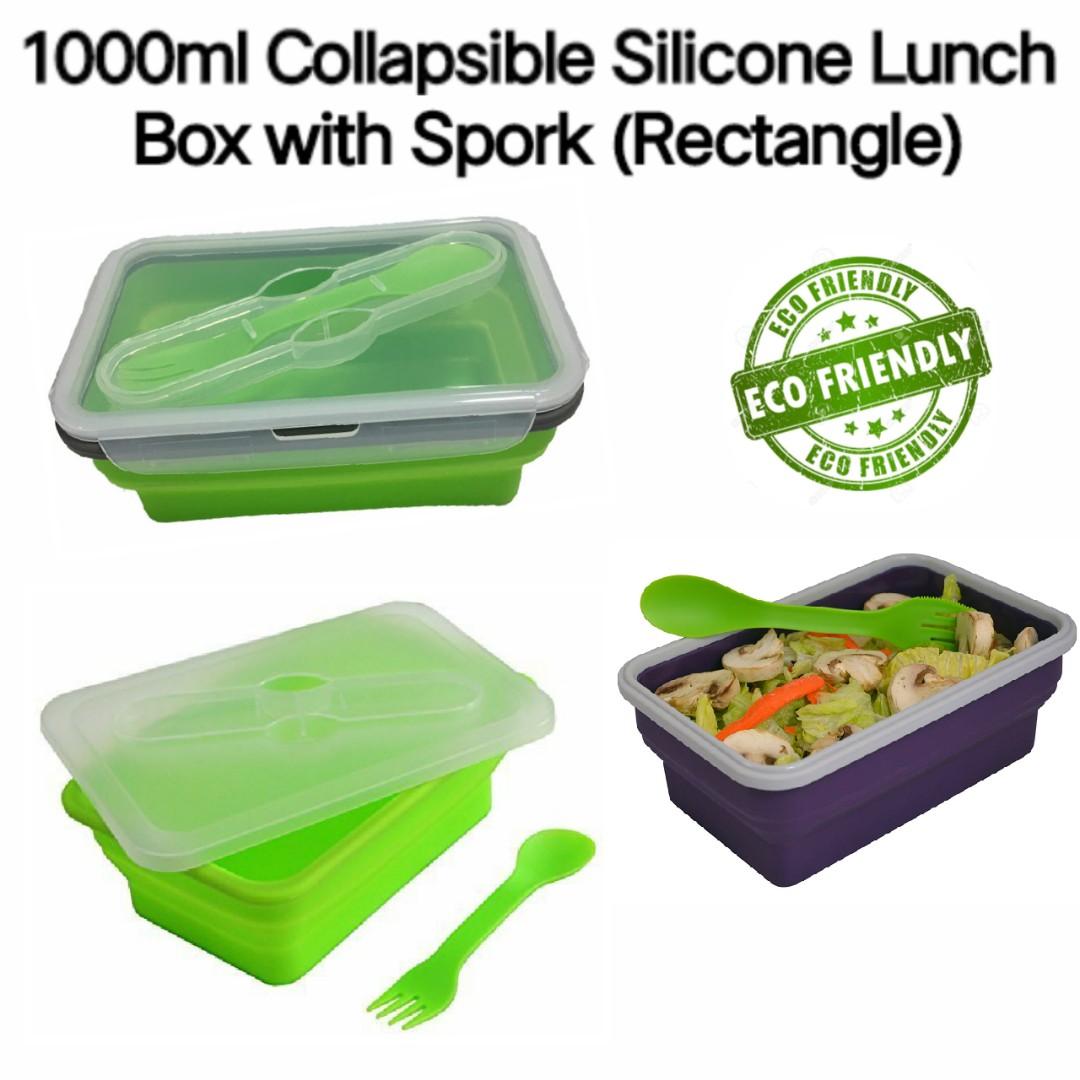 1000ml Collapsible Silicone Lunch Box with Spork (Rectangle) Eco Friendly (Category: Storage Boxes & Baskets) located in Cavite. Submitted by herorganicbeauty (Listing ID 258563788, Image 1). Description: Eco Friendly: a wonder reusable lunch box environmentally friendly that helps you avoid lots of unnecessary plastic waste from using disposable plastic, paper or styro boxes. ✔Save money with this food saver and forget about disposable container