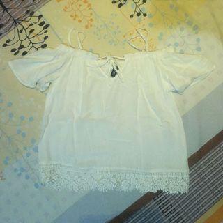 White sabrina top H&M