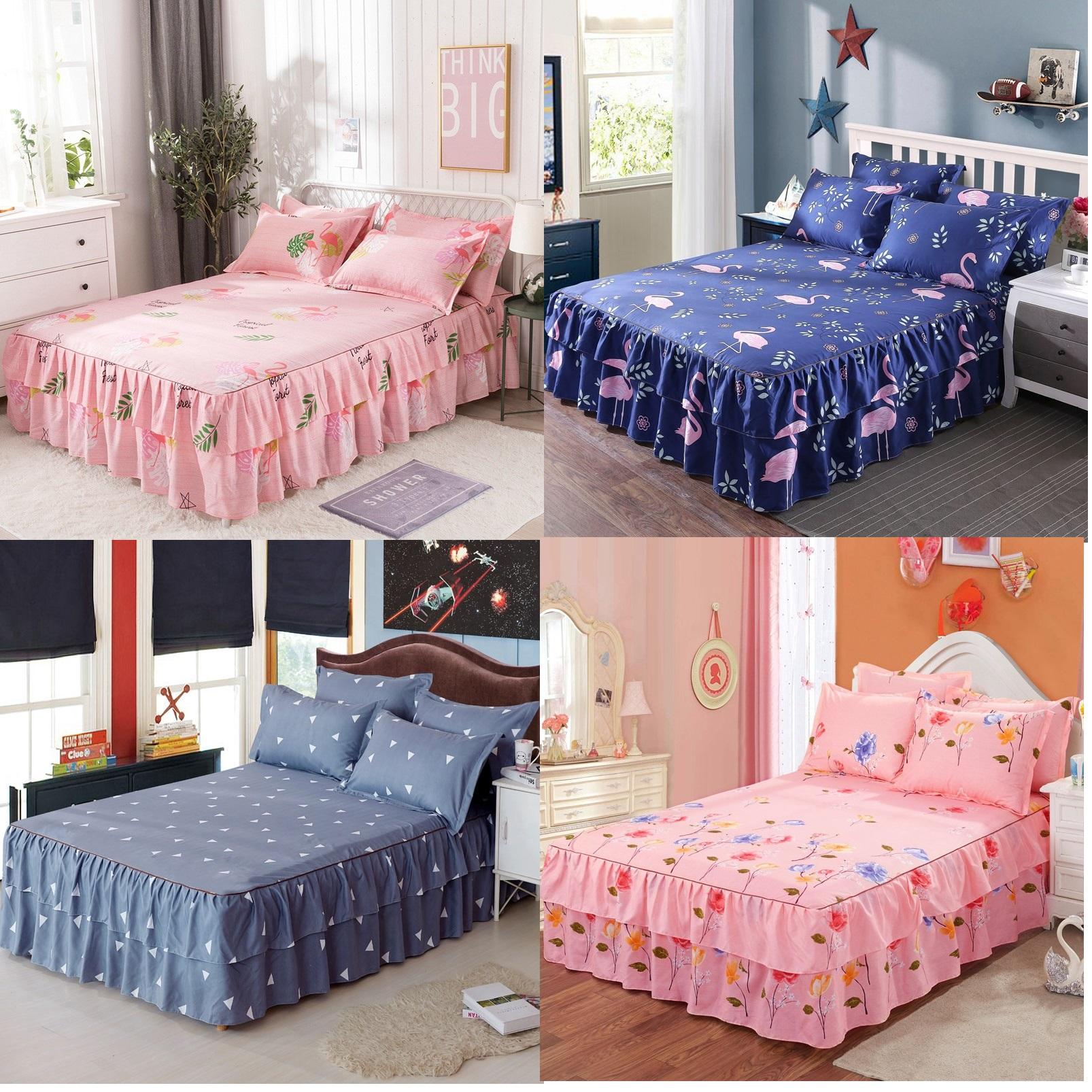 3 In 1 Single Size Cadar Floral Fitted Sheet Cover Bedsheet Set Bedspread Bed Skirt Cadar Ropol Furniture Home Living Furniture Tables Sets On Carousell