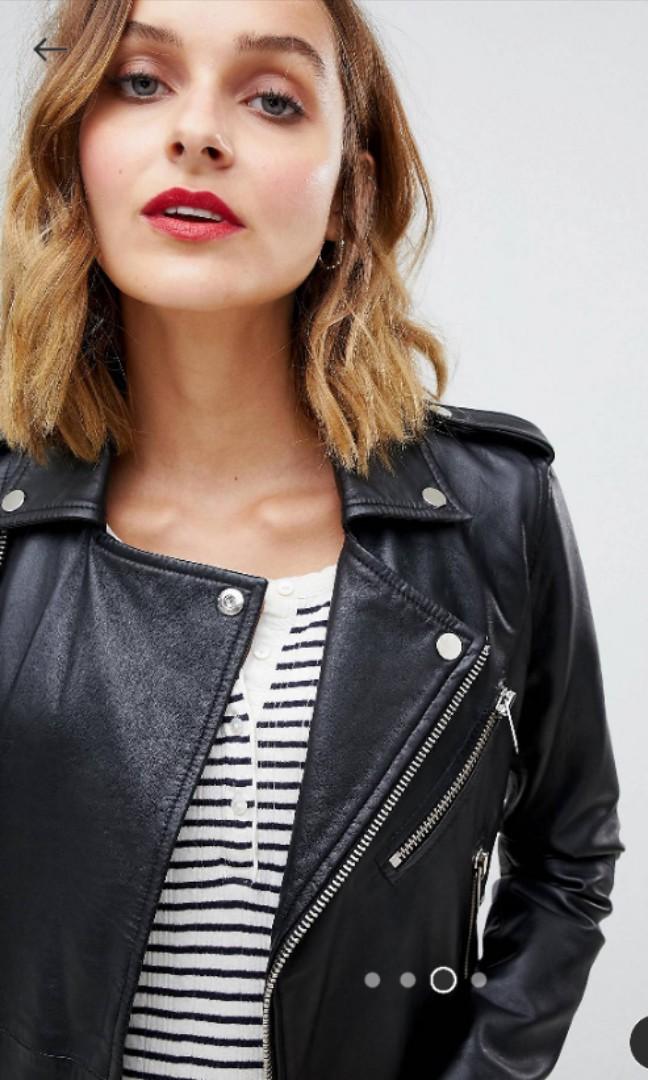 Leather biker jacket Barneys New York Black size 4 US in Leather - 25782163