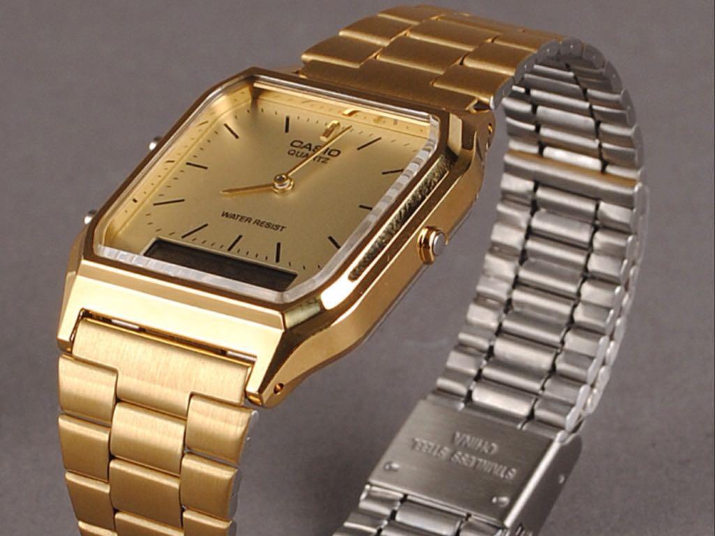 Casio AQ230 Vintage Dual Time AQ-230GA-9D Gold Tone Analog Digital Watch  Gold Dial Brand New, Men's Fashion, Watches & Accessories, Watches on  Carousell