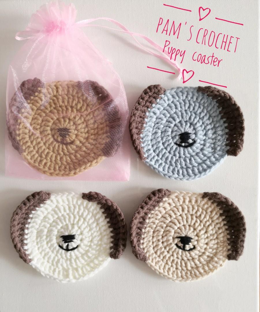 Crochet puppy / dog coaster, Hobbies & Toys, Stationery & Craft