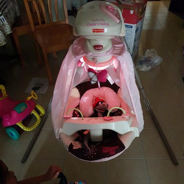 fisher price butterfly cradle n swing cot baby sleep buai