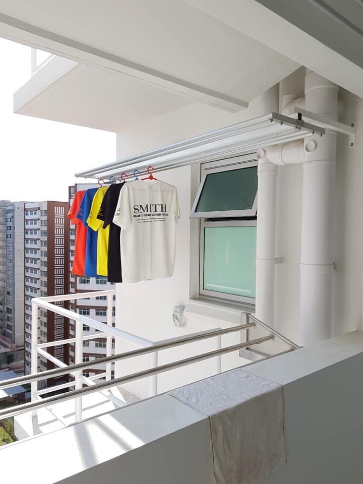 Indoor and outdoor sliding cloths drying designed for BTO Hdb flat