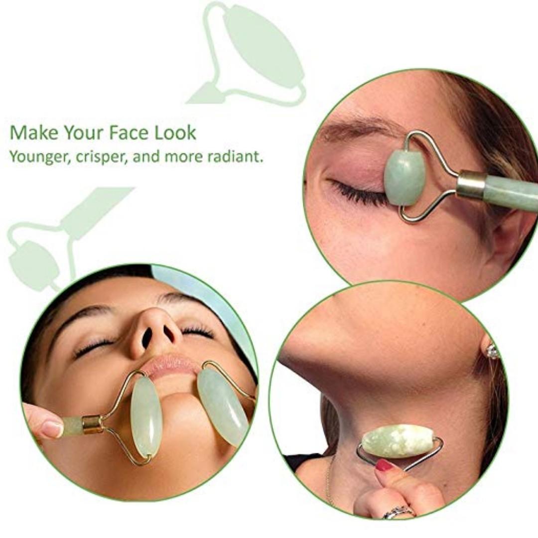 Jade Facial Massage Roller w/ Double Head (Category: Massage Devices) located in Cavite. Submitted by herorganicbeauty (Listing ID 258547457, Image 3). Description: Jade Roller improves blood circulation and collagen production while releasing toxins and allowing your skincare products to absorb more efficiently. Your skin will be left feeling fresh and radiant! ✔Naturally cool to the touch, Jade provides a soothing experience on the skin and lea