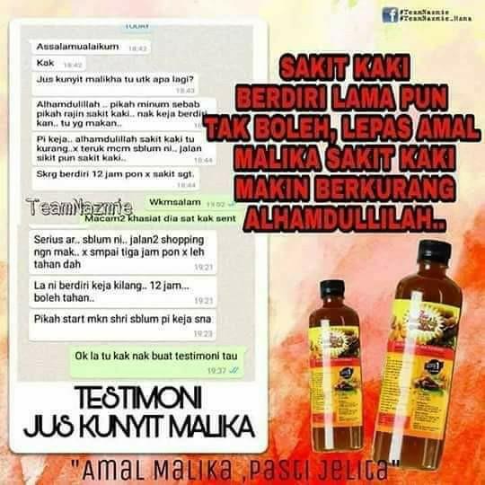 Jus Malika Booster Tumeric Juice Jus Kunyit Jamu Milk Booster Health Nutrition Health Supplements Health Food Drinks Tonics On Carousell