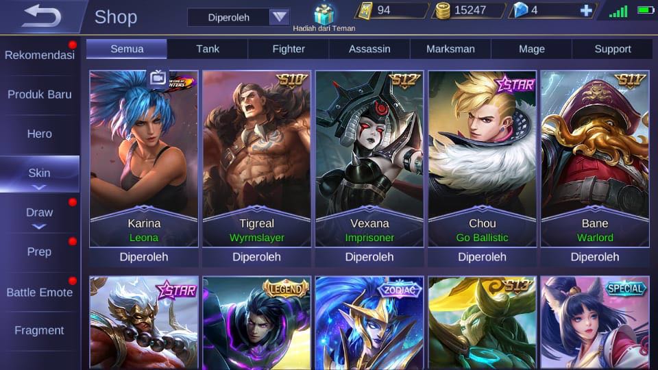 Legend Alucard 4 Epic Limited Skins Cheap Account Mobile Legends Chou Dragon Boy Lesley Stellaris Lancelot Royal Matador Freya Epic Video Gaming Gaming Accessories Game Gift Cards Accounts On Carousell