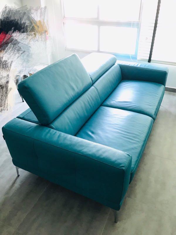 Luxury Genuine Leather Sofa In Turquoise Furniture Home Living Sofas On Carou Luxury Genuine Leather Sofa In, Teal Leather Sofa