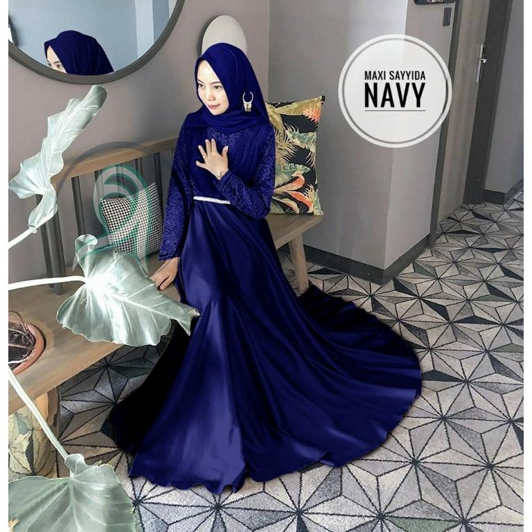 Pre order Muslimah Sayyida Maxi long sleeve dress Bridesmaid blue nude red  green grey, Women's Fashion, Muslimah Fashion, Dresses on Carousell