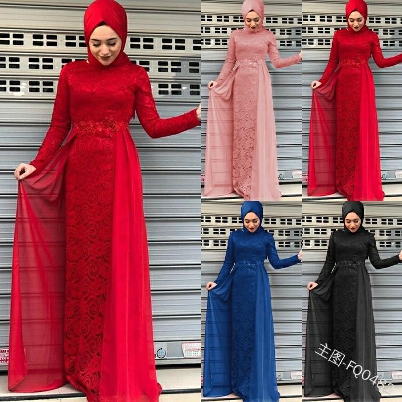 Lace Muslimah Jubah Muslim Long Dress 
