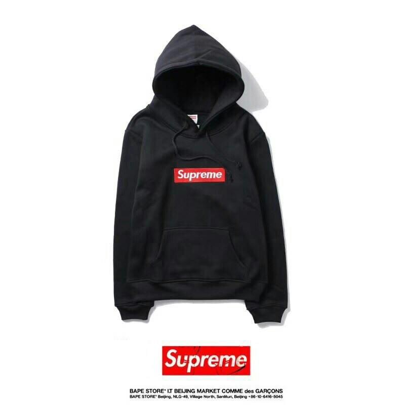 supreme box logo hoodie black and red