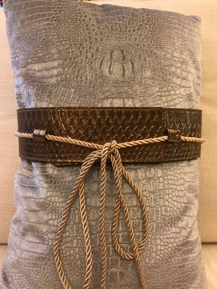 synthetic snake skin leather obi belt 