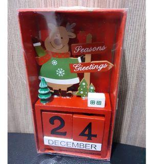 Christmas Wooden Box Calendar Home Family Table Desk Stand Gift Decor