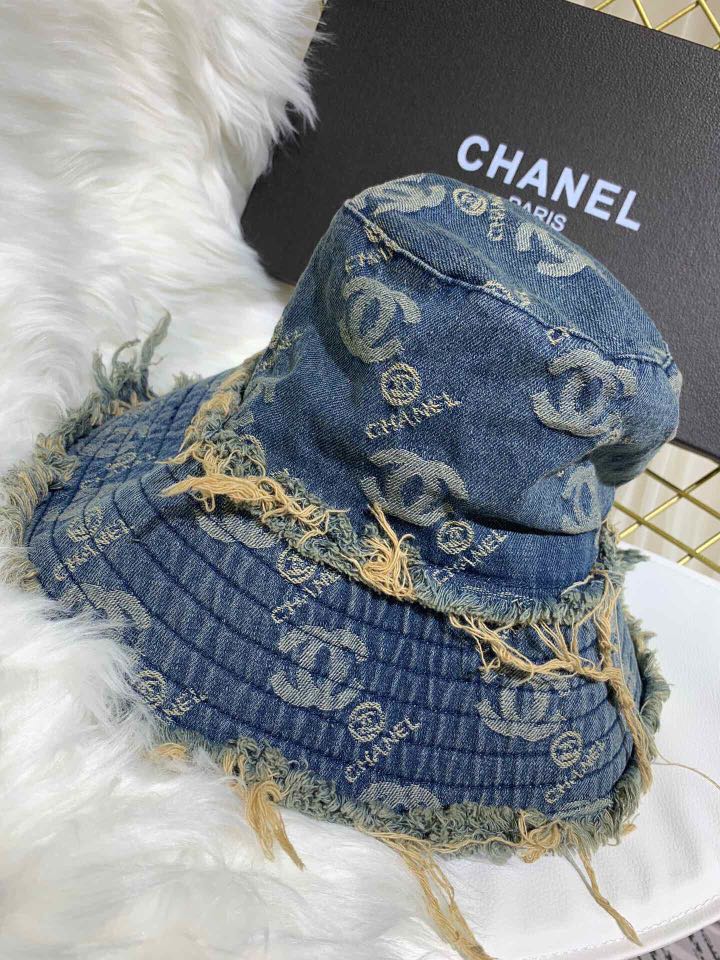 Chanel denim bucket sale hat