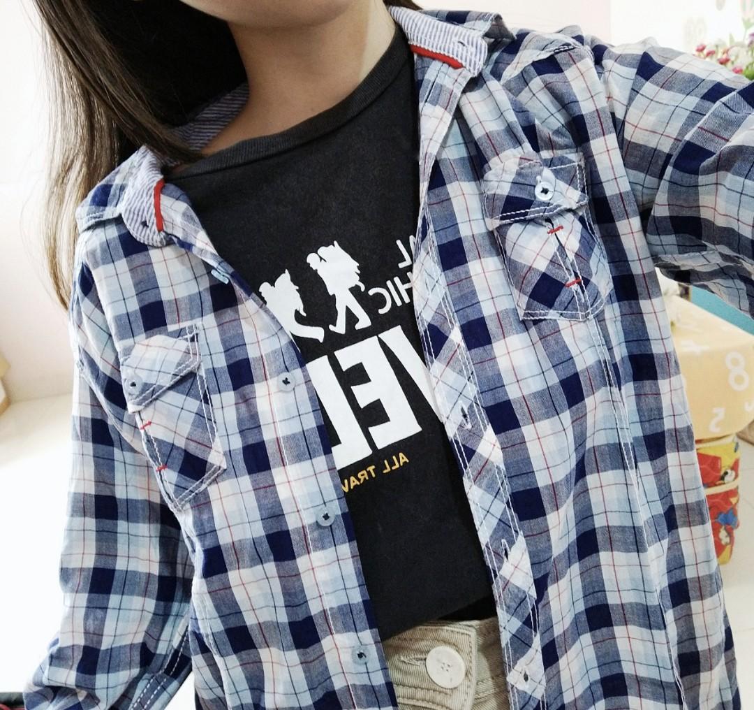Checkered Outer Wanita Luaran Kemeja Wanita Kemeja Wanita Kemeja Kotak Kotak Luaran Kotak Kotak Fesyen Wanita Pakaian Wanita Atasan Di Carousell