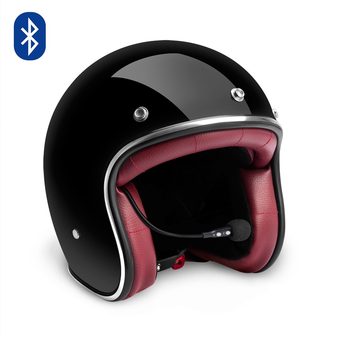 Classic Motorcycle Helmet Open Face ZULU Osiris Black Maroon Chrome