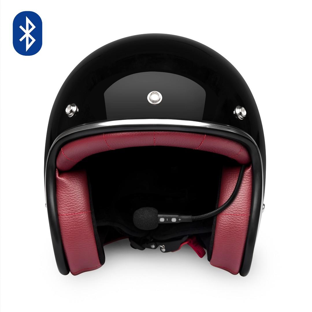 Classic Motorcycle Helmet Open Face ZULU Osiris Black Maroon Chrome