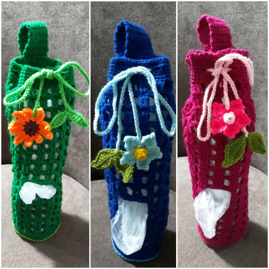 crochet carrier bag holder