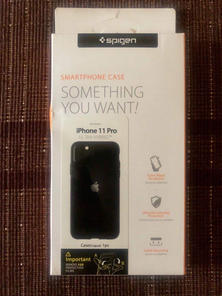 iPhone 11 Pro Spigen Case (Ultra Hybrid Black) (Category: iPhone 11 Series) located in Makati City. Submitted by afterfiveph (Listing ID 258673293, Image 1). Description: Brand New iPhone 11 Pro Spigen Case Ultra Hybrid Black Price: P750 w/free shipping Original Price: P900 RFS: Accidentally bought 2 .